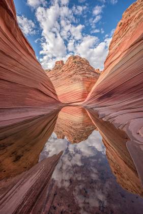 Water at The Wave 8 Looking south at a reflection in a water pool at The Wave in Coyote Buttes North, Arizona