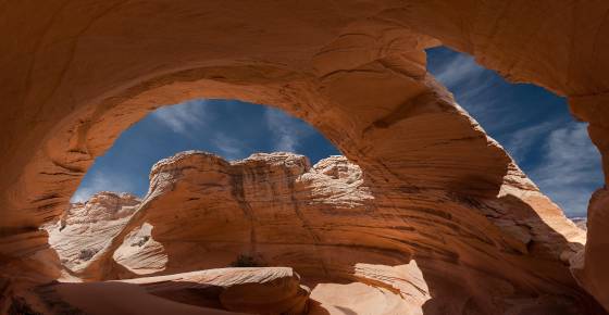 Melody Arch and Window Melody Arch on Top Rock in Coyote Buttes North, Arizona
