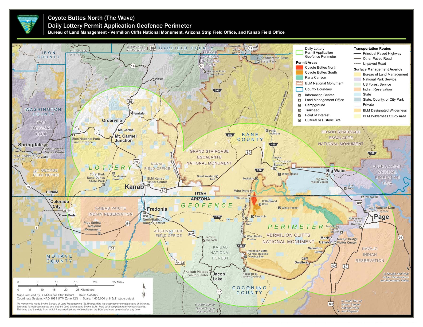 The Coyote Buttes North Daily Lottery Geofence