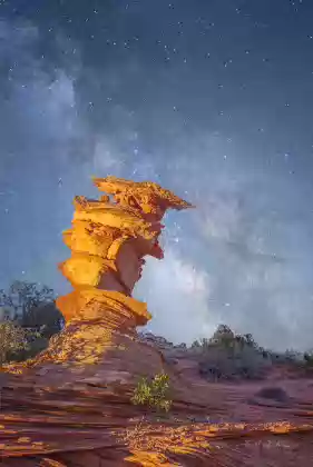 Nearly Vertical Milky Way over The Control Tower The Milky Way over the Control Tower in Coyote Buttes South