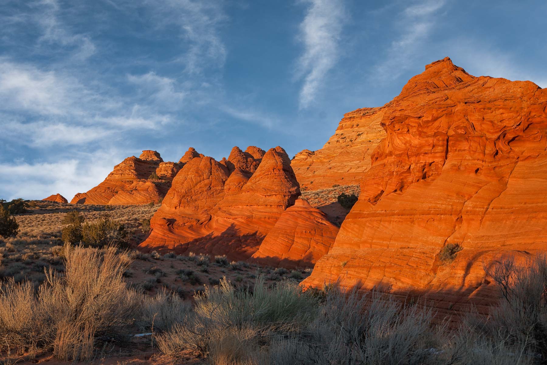 Buttes near the Pawhole Trailhead at sunset