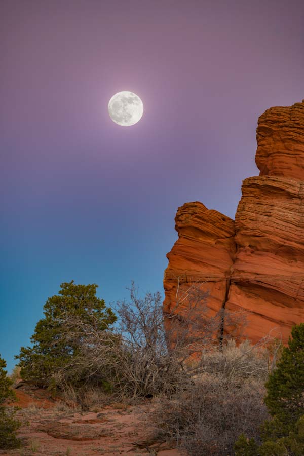 Full Moon over the Buttes near Pawhole in Coyote Buttes South