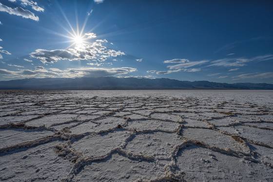 Badwater Sunstar 1 Badwater in Death Valley National Park, California