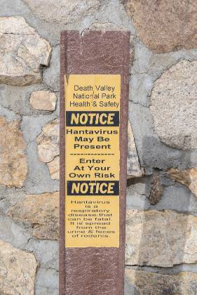 Hantavirus Warning Sign Hantavirus Warning Sign outside the Geologists's Cabin in Butte Valley