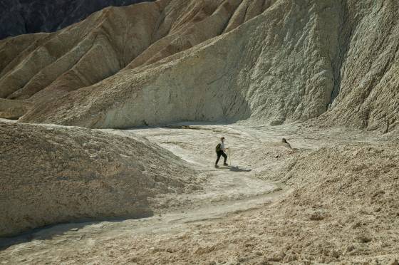 Golden Canyon 2 Hiker in Golden Canyon in Death Valley National Park, California