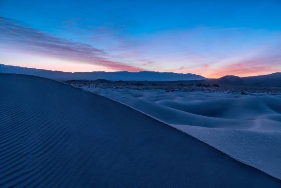 Mesquite Dunes in the Blue Mesquite Dunes in Death Valley National Park, California