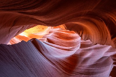 20231019PageAZ0087 Vibrant colors of sandstone rock in Antelope Canyon, Page, AZ