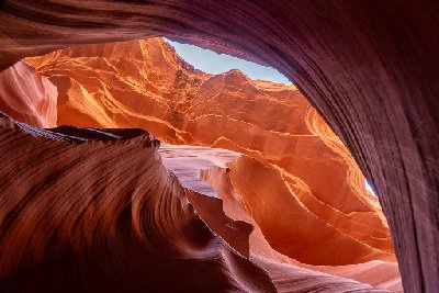 20231019PageAZ0187-HDR Vibrant colors of sandstone rock in Antelope Canyon, Page, AZ