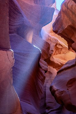 20231019PageAZ0198-HDR Vibrant colors of sandstone rock in Antelope Canyon, Page, AZ