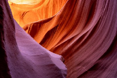 20231019PageAZ0245-HDR Vibrant colors of sandstone rock in Antelope Canyon, Page, AZ