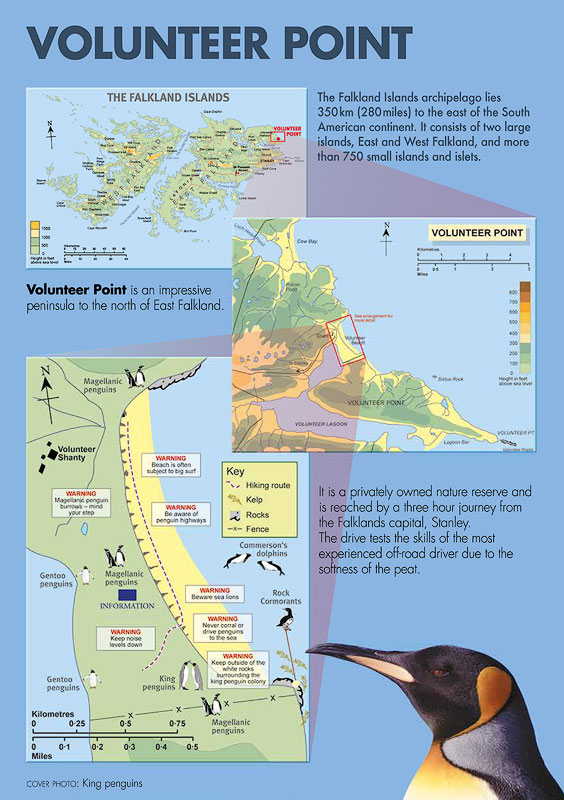 Map of Volunteer Point on East Falkland Island