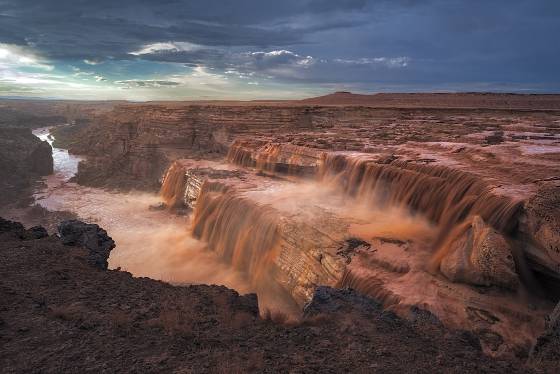 Grand Falls 45 minutes before Sunset Grand Falls, aka Chocolate Falls, in the Navajo Nation, Arizona