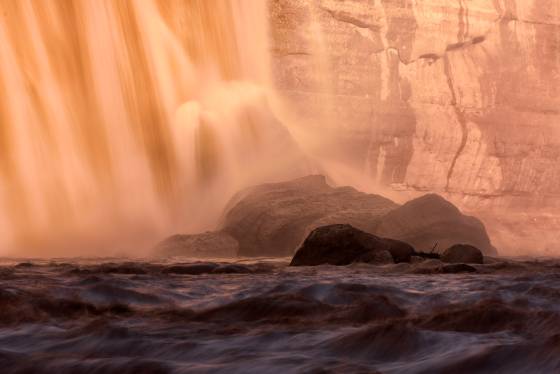 The Bottom of Grand Falls 3 Grand Falls, aka Chocolate Falls, in the Navajo Nation, Arizona