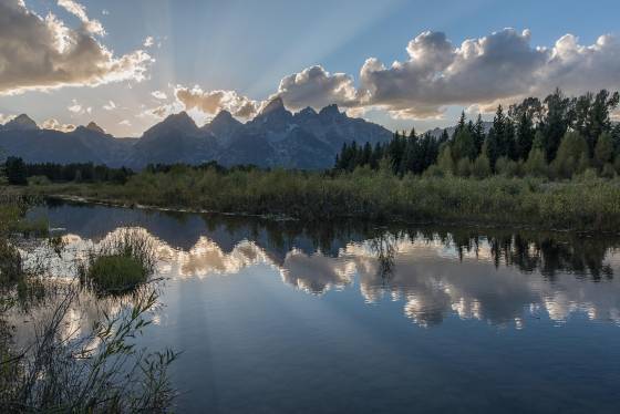 Cathedral Range Sunset Cathedral Range Reflection at Schwabacher's Landing in Grand Teton National Park