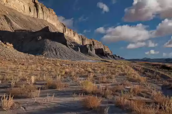 Mancos Shale Fall color and Mancos Shale seen from Highway 24 near Caineville, Utah