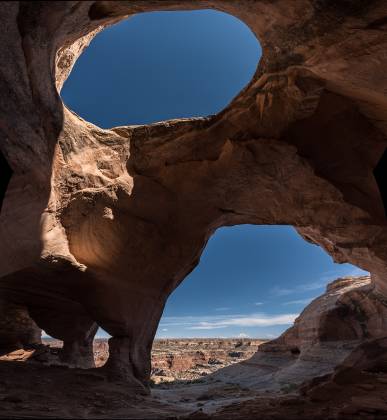Four holes shown Colonnade Arch, also knowqn as Five Hole Arch, in Utah