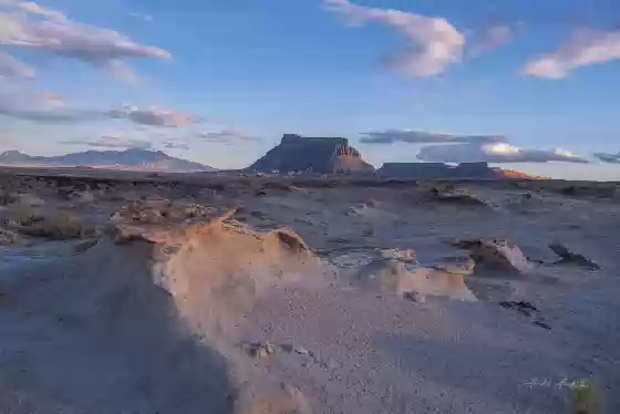 Late Light Factory Butte Eroded Rocks near the Factory Buttes Coal Mine