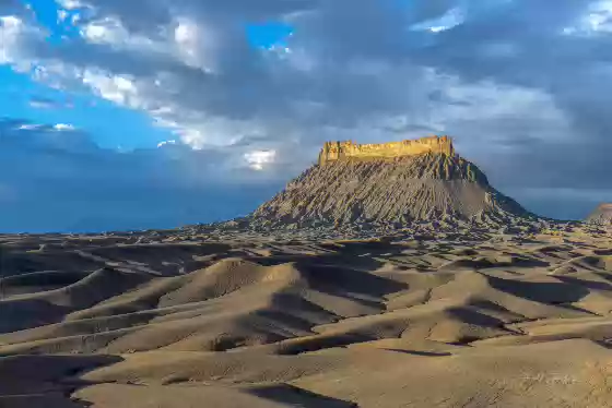 View from West Factory Road Factory Butte seen from the intersection of Factory Butte Road and W Factory Road