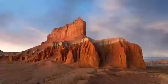 Wild Horse Butte at Sunrise 1 Aerial view of Wild Horse Butte in Goblin Valley State Park, Utah. Shot before sunrise.