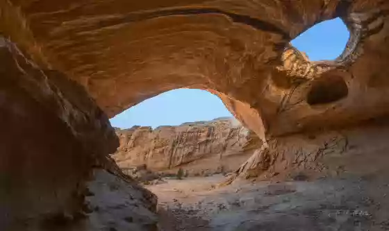 Wild Horse Window 1 Wild Horse Window, also known as the Eye of Sinbad or Skylight Arch. Nice arch in an alcove so it appears as a double arch from some viewpoints. Can be crowded....