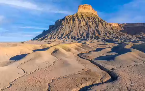 Erosion Mancos shale channels seen at the north end of North Caineville Mesa.
