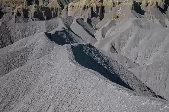 The trail View of the badlands seen along the hike to the top of North Caineville Mesa in Utah