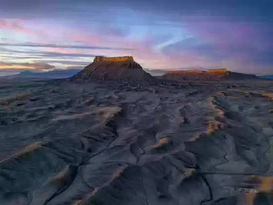 View from West Factory Road 9 Factory Butte seen from W Factory Road, Hanksville, Utah