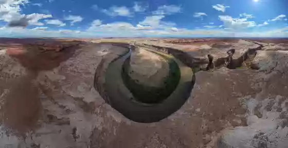 Trin-Alcove Bend and Three Canyon Panorama Trin-Alcove Bend in the Green River, Utah. Image also shows Three Canyon on the right.