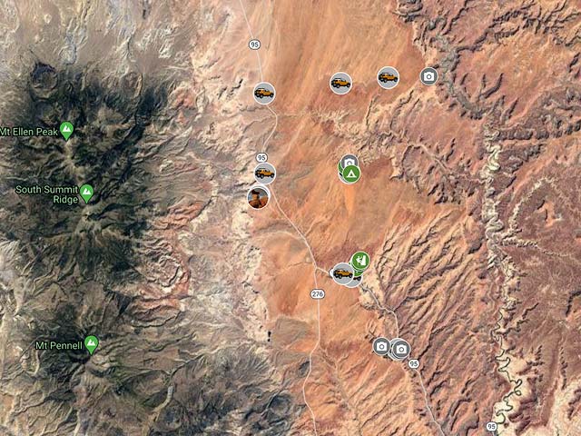 Google Map of the area south of Hanksville