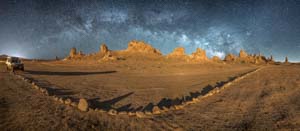 Early morning image of the Trona Pinnacles and The Milky Way