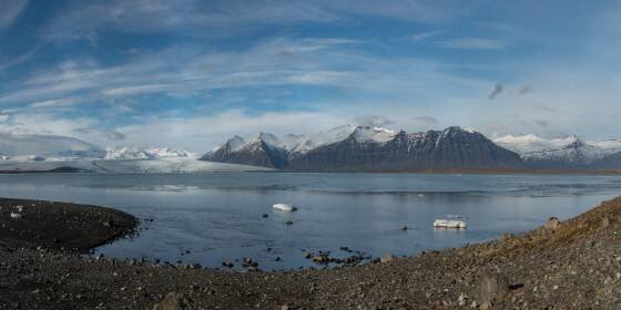 Jokulsarlon Winter Panorama Jokulsarlon Glacial Lagoon in Iceland