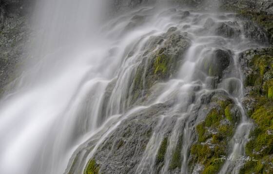 Skutafoss Detail Skutafoss waterfall seen from alcove on the river Þorgeirsstaðaá in Iceland.