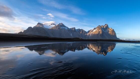 Vestrahorn Reflection Vestrahorn reflected in Stokksnes Lagoon, Iceland.
