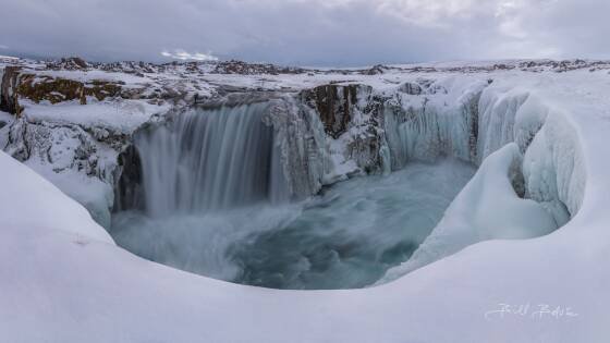 Hrafnabjargafoss Panorama 2 Hrafnabjargafoss on the Skjálfandafljót river in northeast Iceland.