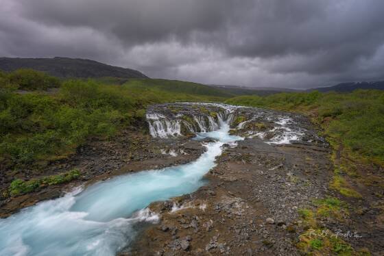 Bruarfoss 4 Wide angle image of Bruarfoss, the Blue Waterfall, in the Golden Circle of Iceland