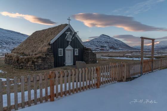 Saurbaearkirkja Turf Church 1 Saurbaearkirkja Turf Church in northeast Iceland.