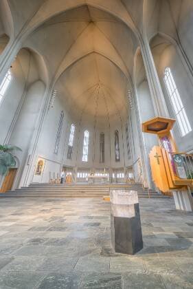 Church of Iceland Interior 1 Interior of the Lutheran Church in Reykjavik, Iceland.