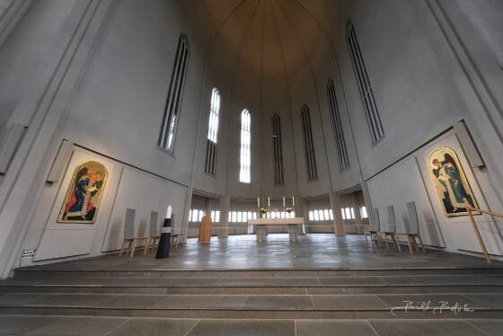 Church of Iceland Interior 2 Interior of the Lutheran Church in Reykjavik, Iceland.