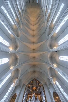 Church of Iceland Interior 3 Interior of the Lutheran Church in Reykjavik, Iceland.