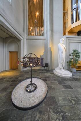 Church of Iceland Votive Candles Votive candles in the Lutheran Church in Reykjavik, Iceland.