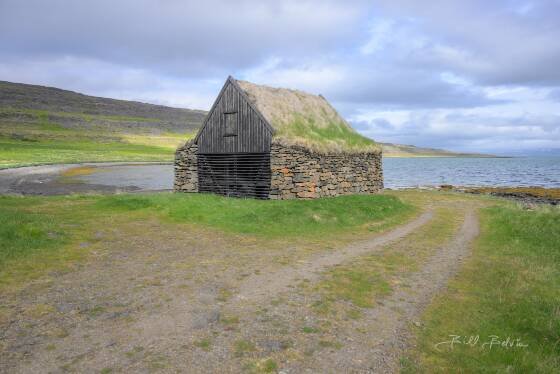 Old Turf Fish Shed The old turf fish shed at Ísafjörður, Iceland.