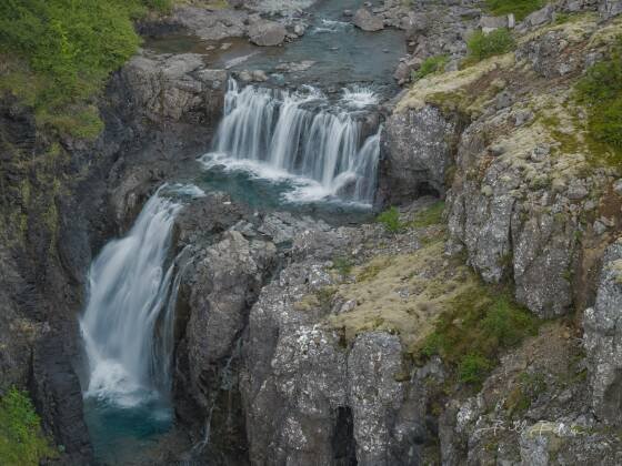 Pingmannaa Falls 2 Pingmannaa falls, a multi-tier waterfall in Westfjords, Iceland.