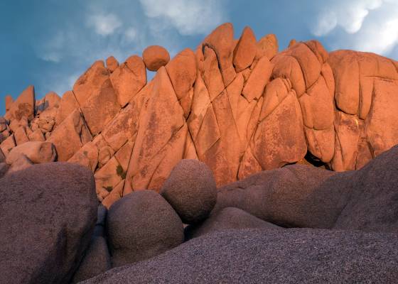 Last Light on Balanced Rock Balanced Rock near the Jumbo Rocks Campground in Joshua Tree National Park