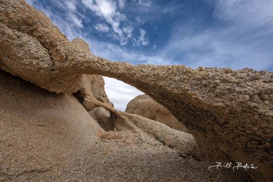 Jawbone Double Arch - 2 Jawbone Double Arch in northeast Joshua Tree National Park, California. Span is abot two feet.