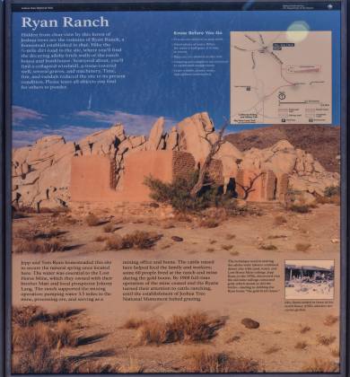 Ryan Ranch Trailhead Sign Ryan Ranch ruins in Joshua Tree National Park