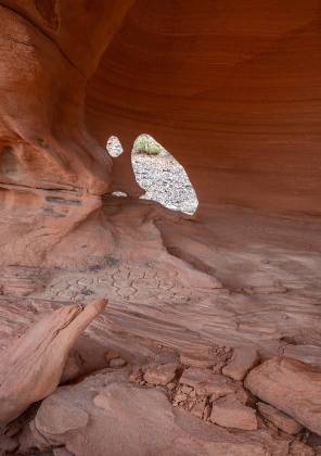 Small Arch and Cracked Earth Arch in Pinto Valley, Lake Mead NRA, near the Redstone Discovery Trail