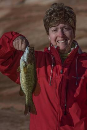 Elaine's first fish Smallmouth Bass caught by Elaine Belvin