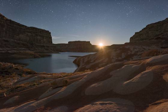 Moonlit bay and starry sky Last Chance Bay lit by moonlight