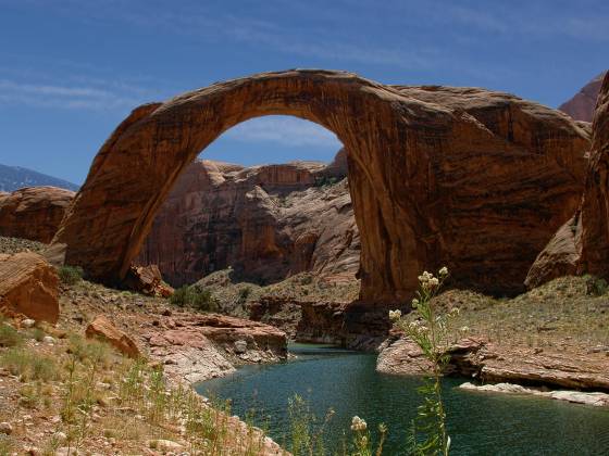 Rainbow Bridge Rainbow Bridge when Lake Powell was 18 feet below full pool (3700 feet)