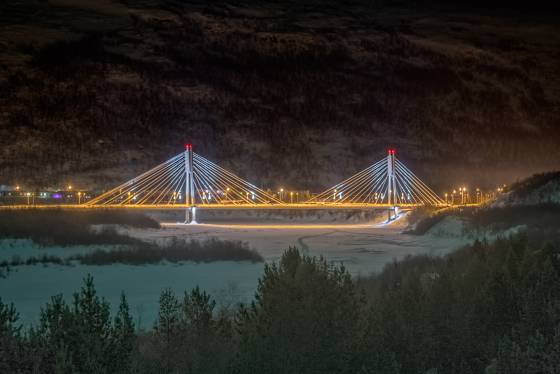 Sami Bridge The Sami Bridge over the Tana River defines the border between Norway and Finland..
